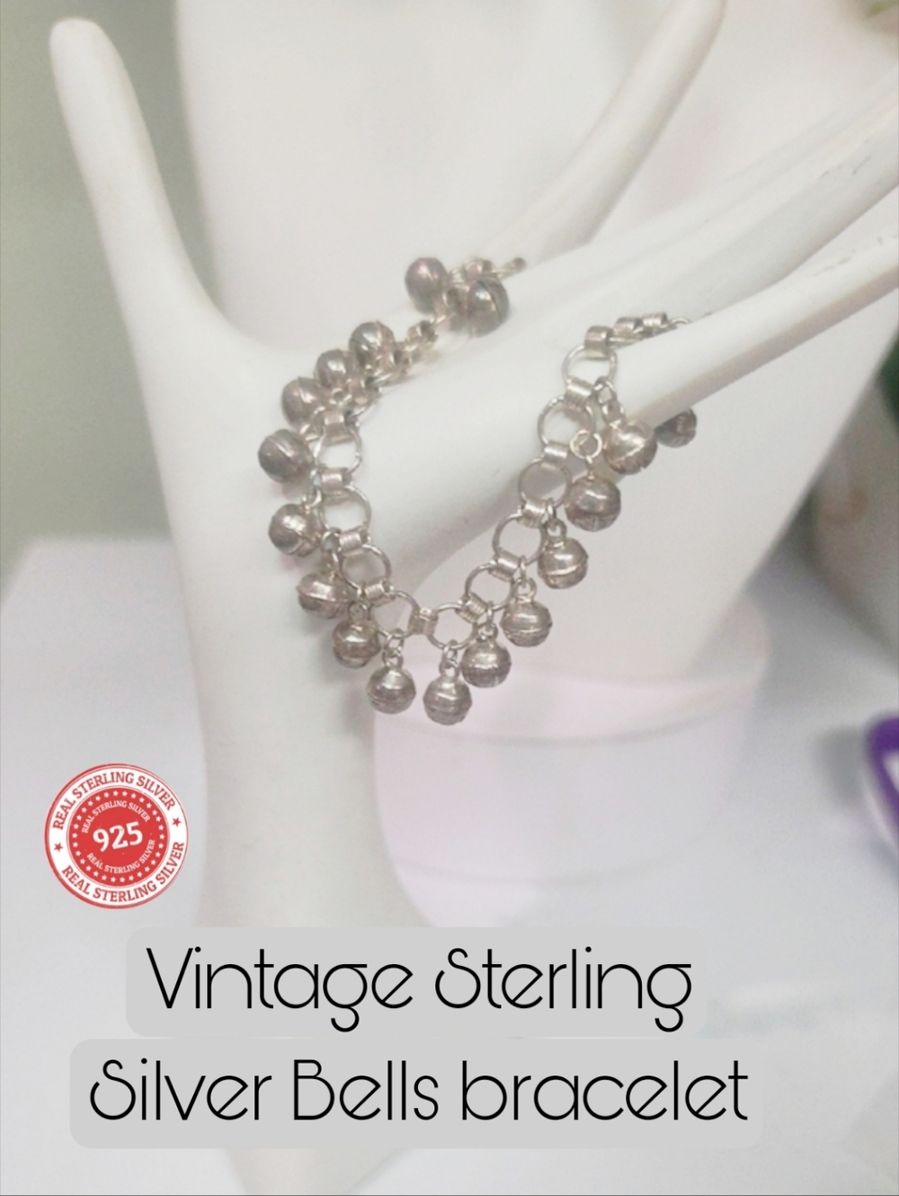 925 Strling Silver Bell Charm Bracelet 16g